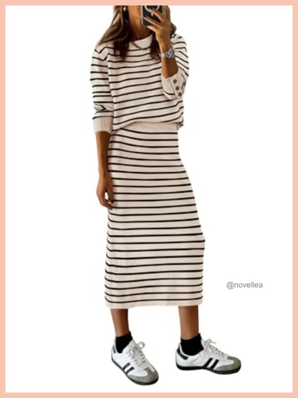 Women 2 Piece Knitted Sweater Skirt Set Midi Pencil Pullover Lounge Matching